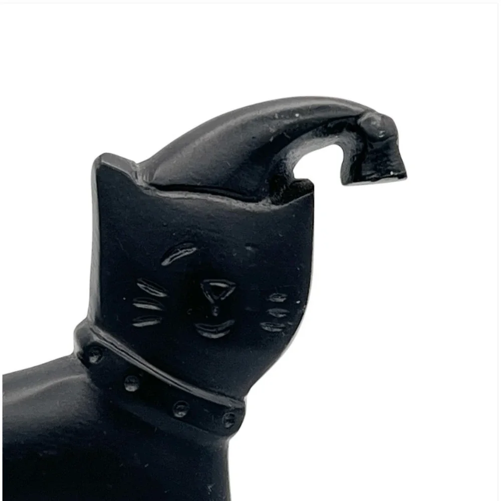 Black Cat Stocking Holder Santa Hat Cast Metal Mantel‎ Hook Christmas Vintage